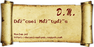 Décsei Mátyás névjegykártya